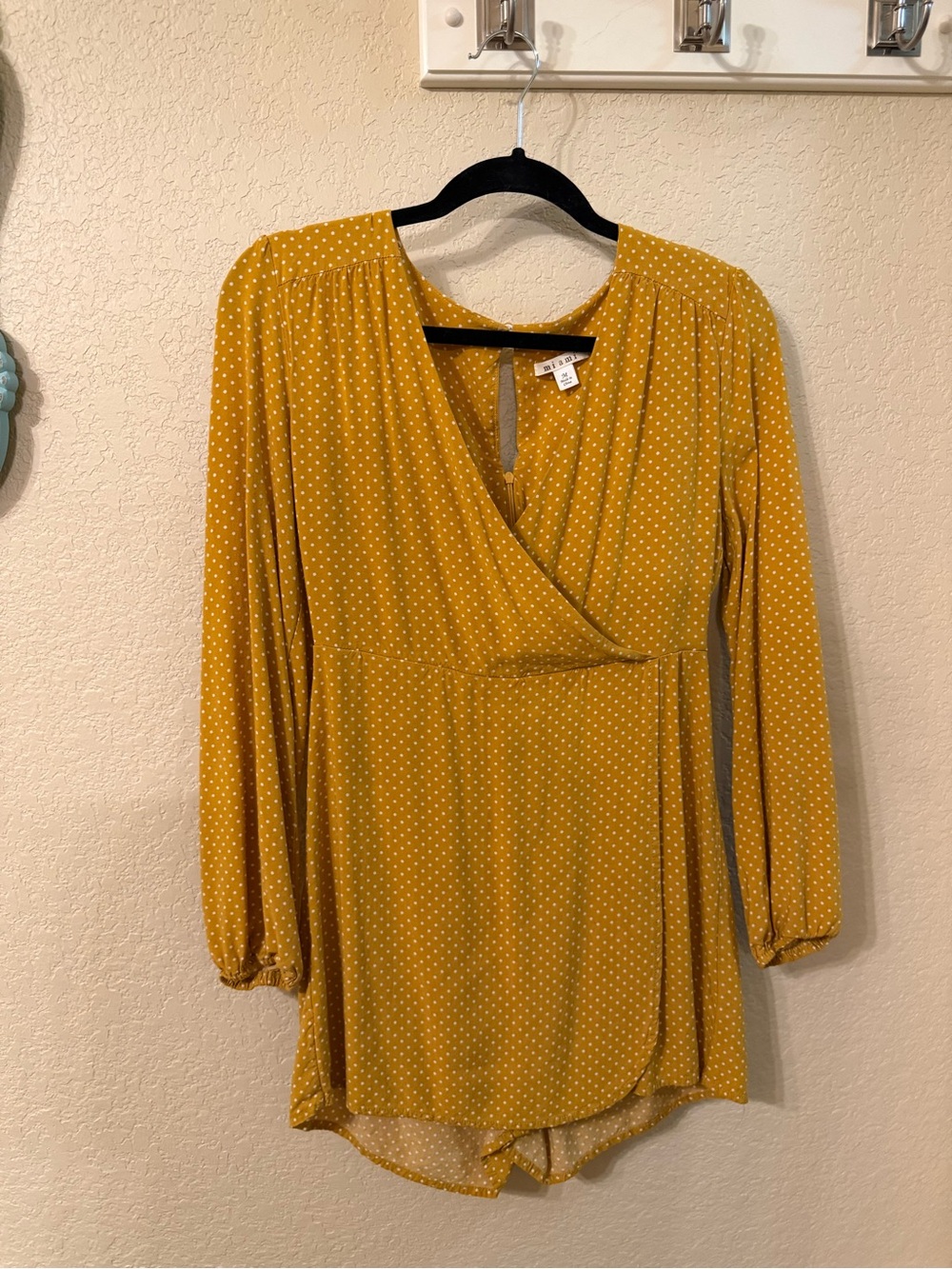 Miami Mustard Yellow Polka Dot Long Sleeve Romper Size M